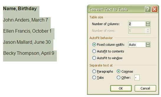 convert text to table word 2007 convert text to table word 2007