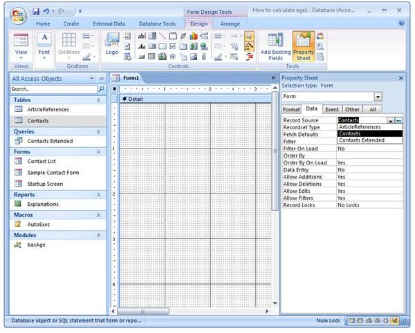 Select Record Source